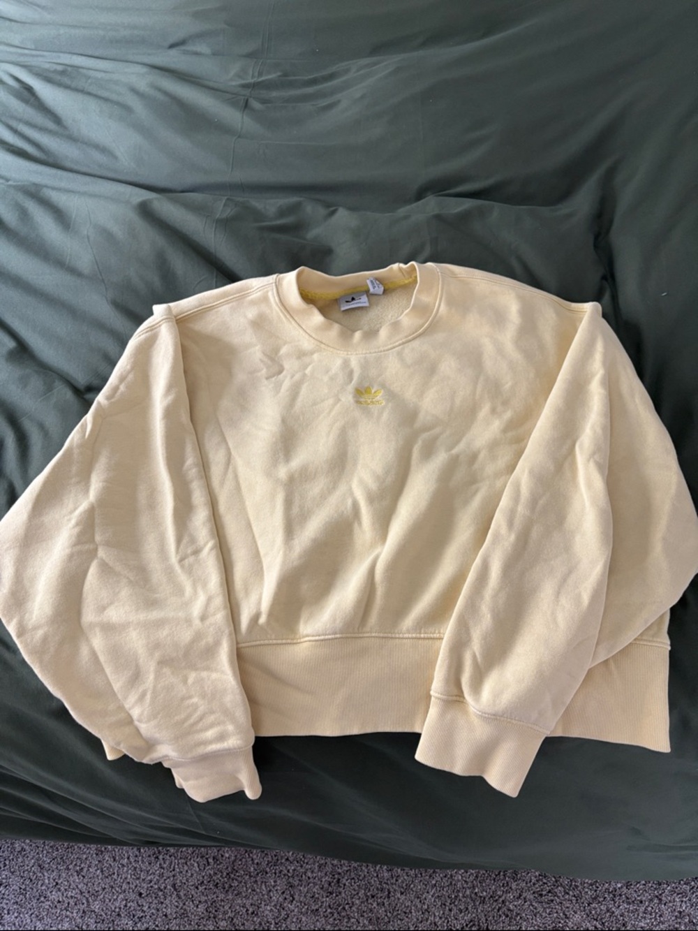 Adidas Yellow Cropped Crewneck Sweatshirt